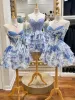 Gilda | Sky Blue - A Line Sweetheart Floral Chiffon Corset Ruffled Homecoming Dresses sold by KissProm