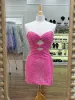 Eos | Fuchsia - Sheath Sweetheart Sequined Cut Out Short Homecoming Dresses sold by KissProm