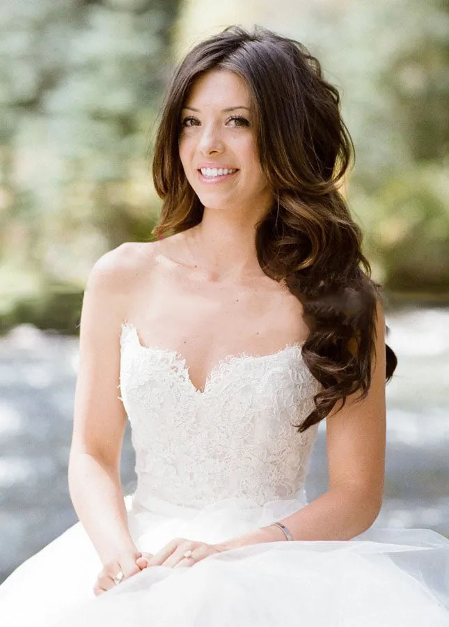 Simple Sleeveless Sweetheart Lace Backless Princess Wedding Dresses with Belt sold by KissProm