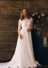 Elegant Lace Appliques Half Sleeves Chiffon Backless Boho Wedding Gowns sold by KissProm