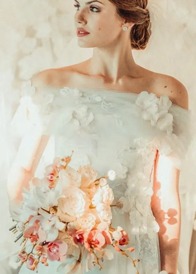 Appliques 3D Flowers Wedding Dresses Off-the-shoulder sold by KissProm product image thumbnail 5