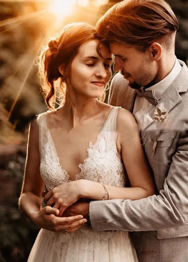 A Line V Neck Bohemian Wedding Dresses sold by KissProm product image thumbnail 3