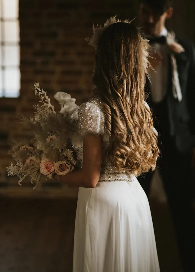 A Line Short Sleeves V Neck Wedding Dresses sold by KissProm product image thumbnail 4