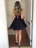 Fenara | Black - Strapless A Line Chiffon Ruffles Homecoming Dresses With Flower sold by KissProm