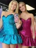 Lumi | Fuchsia - Strapless Metallic Ruffles Bodycon Homecoming Dresses sold by KissProm