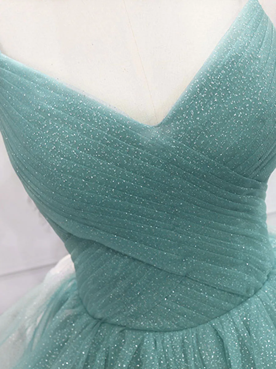 Quinceanera Dress Green V Neck Tulle Long Prom Dress Green Sweet Dress sold by KissProm product image thumbnail 4