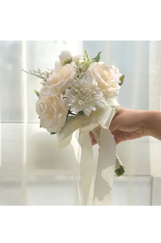 Artificial White Rose Hydrangea Cascade Wedding Flower Bouquets sold by KissProm