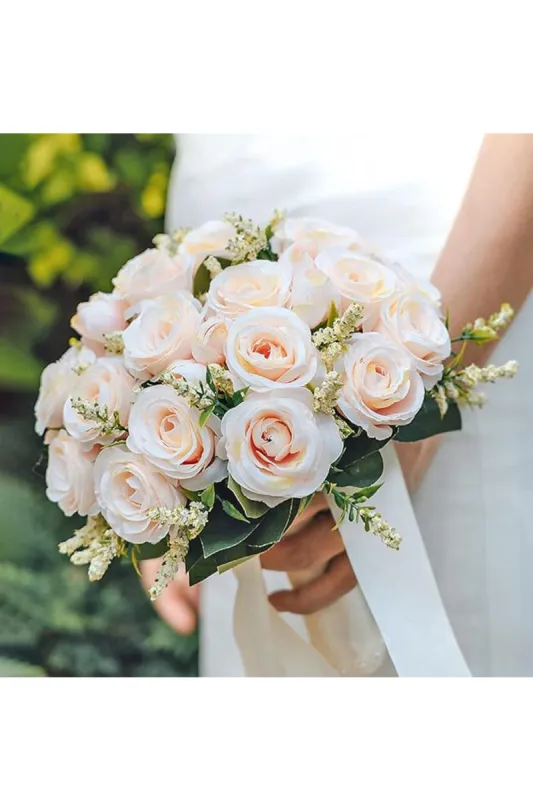 Handmade Silk Rose Peony Cascade Wedding Bouquet Flowers sold by KissProm