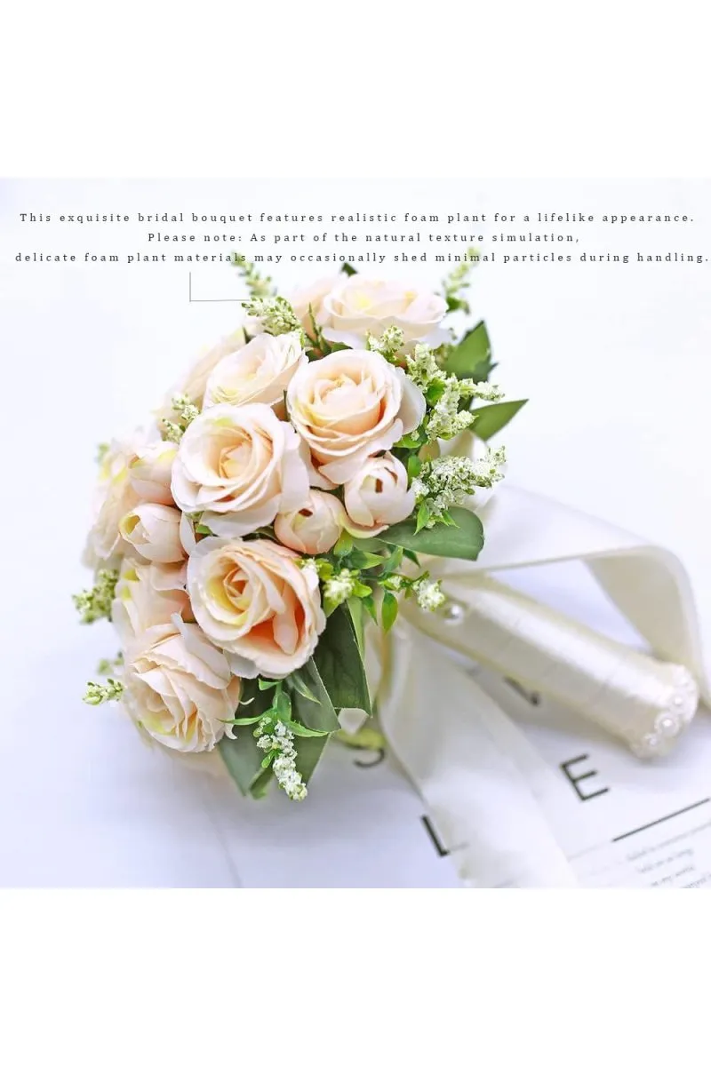 Handmade Silk Rose Peony Cascade Wedding Bouquet Flowers sold by KissProm product image thumbnail 3