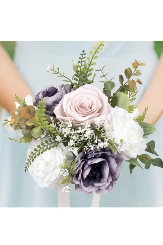 Artificial Rose Peony Cascade Wedding Flower Bouquets with Ribbons sold by KissProm