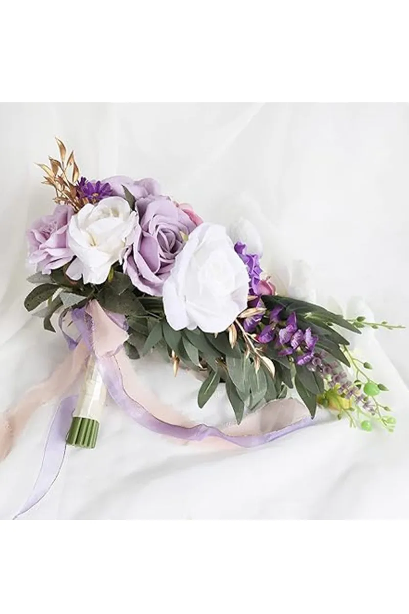 Artificial Rose Orchids Rosebud Cascade Wedding Flower Bouquets sold by KissProm product image thumbnail 3