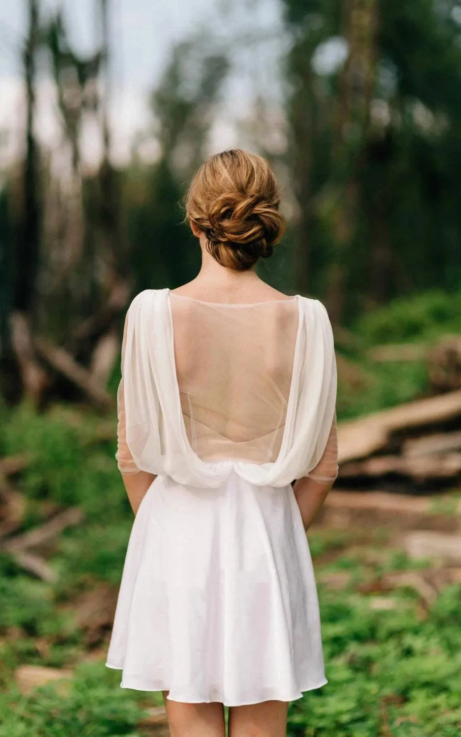 Sweetheart Long Sleeve Chiffon Tulle Lace Satin Dress With Illusion sold by KissProm product image thumbnail 4