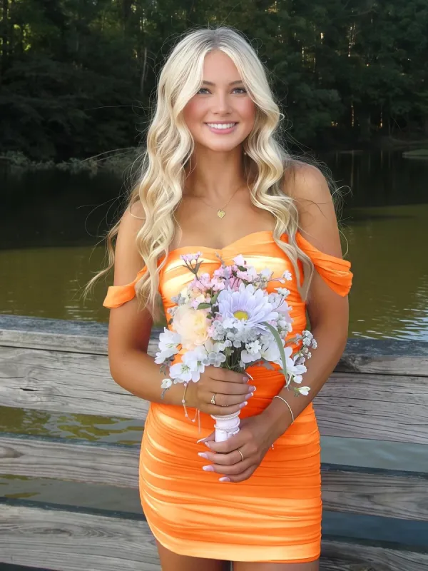 Anette | Orange - Off The Shoulder Tulle Short Homecoming & Cocktail Dresses sold by KissProm