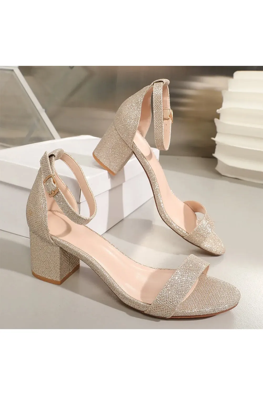 Open Toe Ankle Strap Suede Block-Heel Sandals sold by KissProm product image thumbnail 2