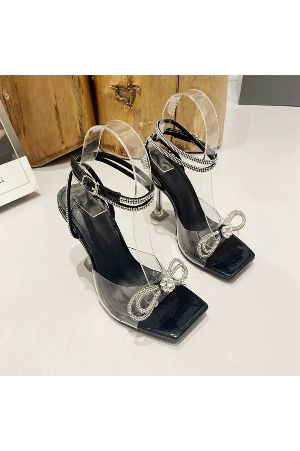 Crystal Embellished Transparent Strappy Stiletto Heels sold by KissProm product image thumbnail 2