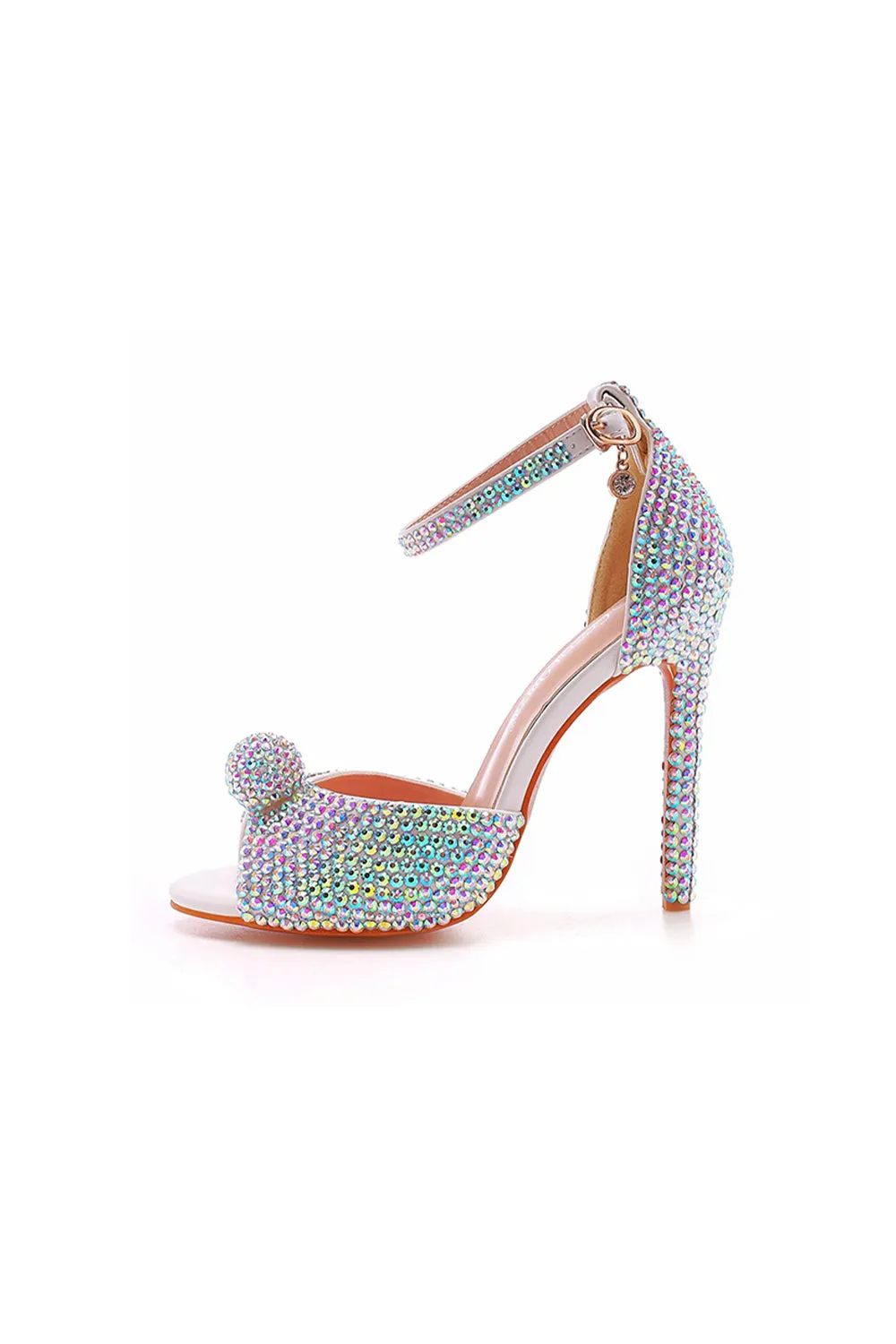 Rhinestone Embellished Open Toe Ankle Strap Stiletto Heels sold by KissProm product image thumbnail 3