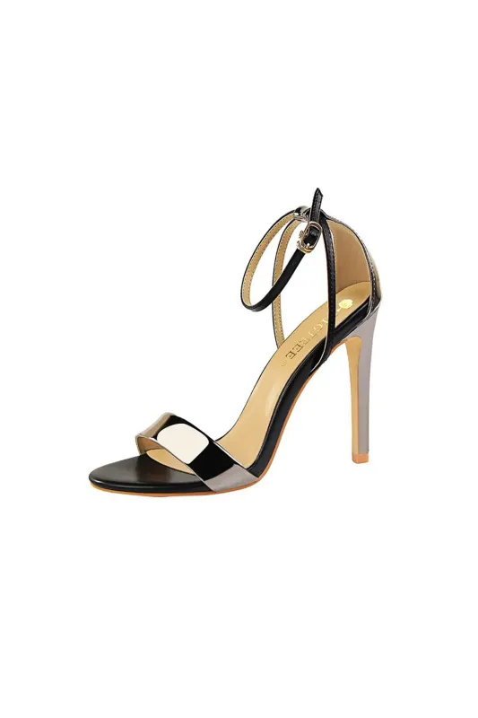 Open Toe Ankle Strap Patent Leather Stiletto Heels sold by KissProm
