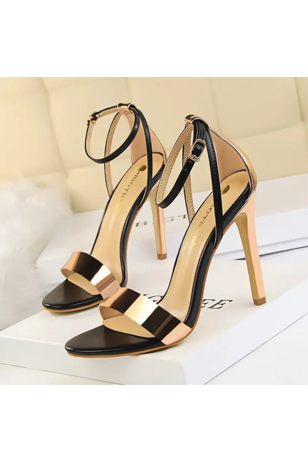 Open Toe Ankle Strap Patent Leather Stiletto Heels sold by KissProm product image thumbnail 5
