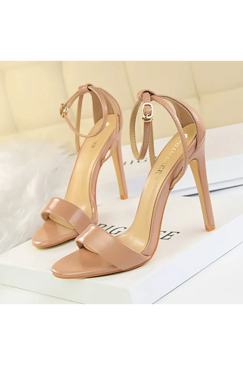 Open Toe Ankle Strap Patent Leather Stiletto Heels sold by KissProm product image thumbnail 4