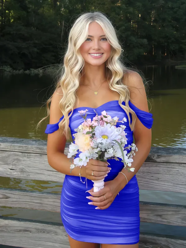 Anette | Royal Blue - Off The Shoulder Tulle Short Homecoming & Cocktail Dresses sold by KissProm