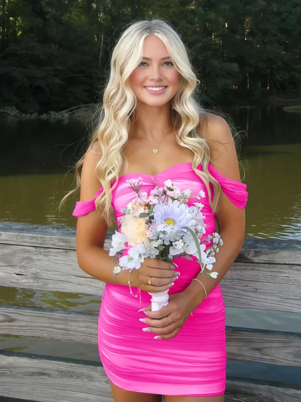 Anette | Fuchsia - Off The Shoulder Tulle Short Homecoming & Cocktail Dresses sold by KissProm