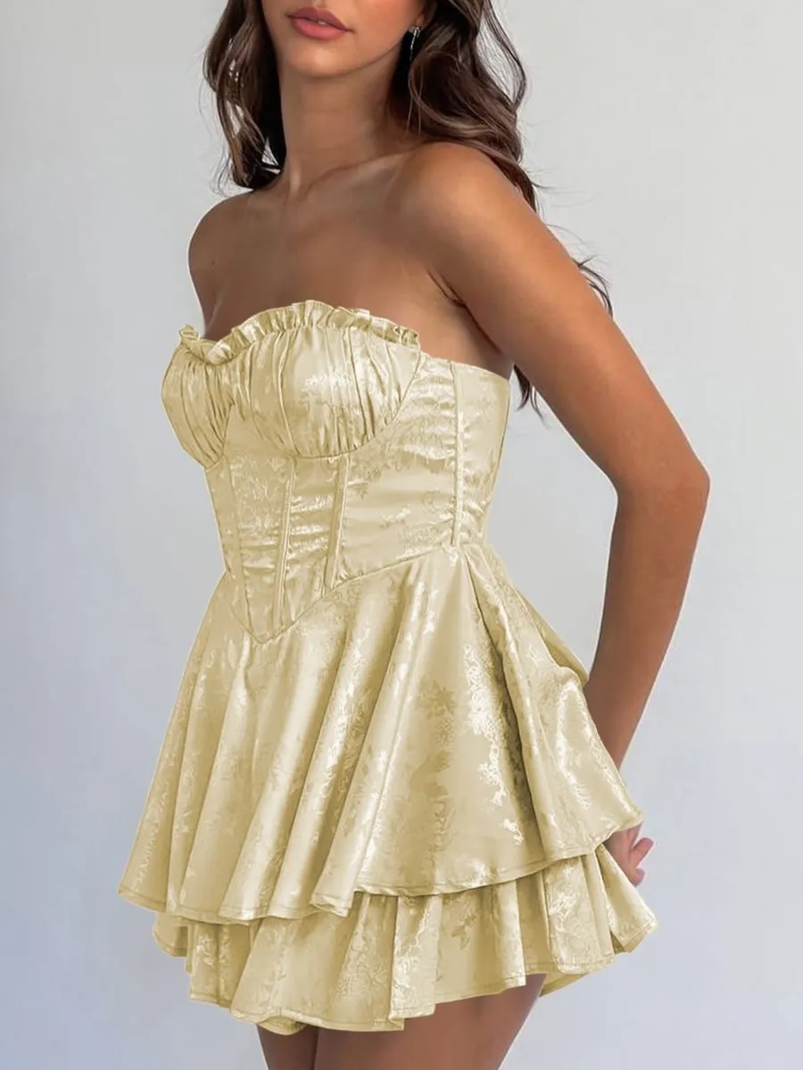 Dione | Yellow - A Line Sweetheart Corset Ruffles Short Homecoming Dresses sold by KissProm product image thumbnail 2