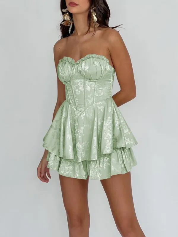 Dione | Sage - A Line Sweetheart Corset Ruffles Short Homecoming Dresses sold by KissProm