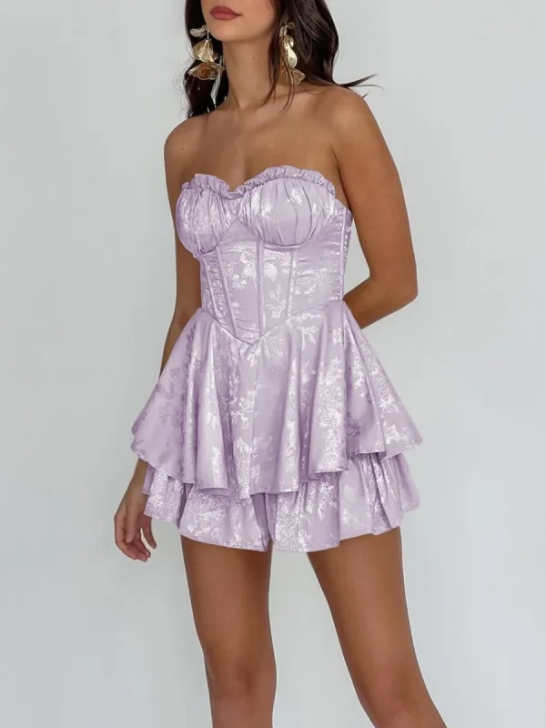 Dione | Lavender - A Line Sweetheart Corset Ruffles Short Homecoming Dresses sold by KissProm