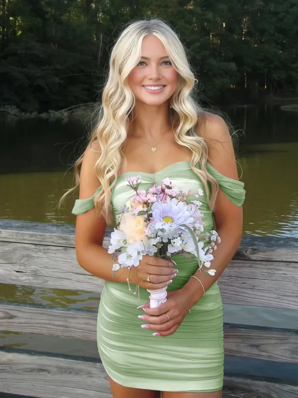 Anette | Sage - Off The Shoulder Tulle Short Homecoming & Cocktail Dresses sold by KissProm