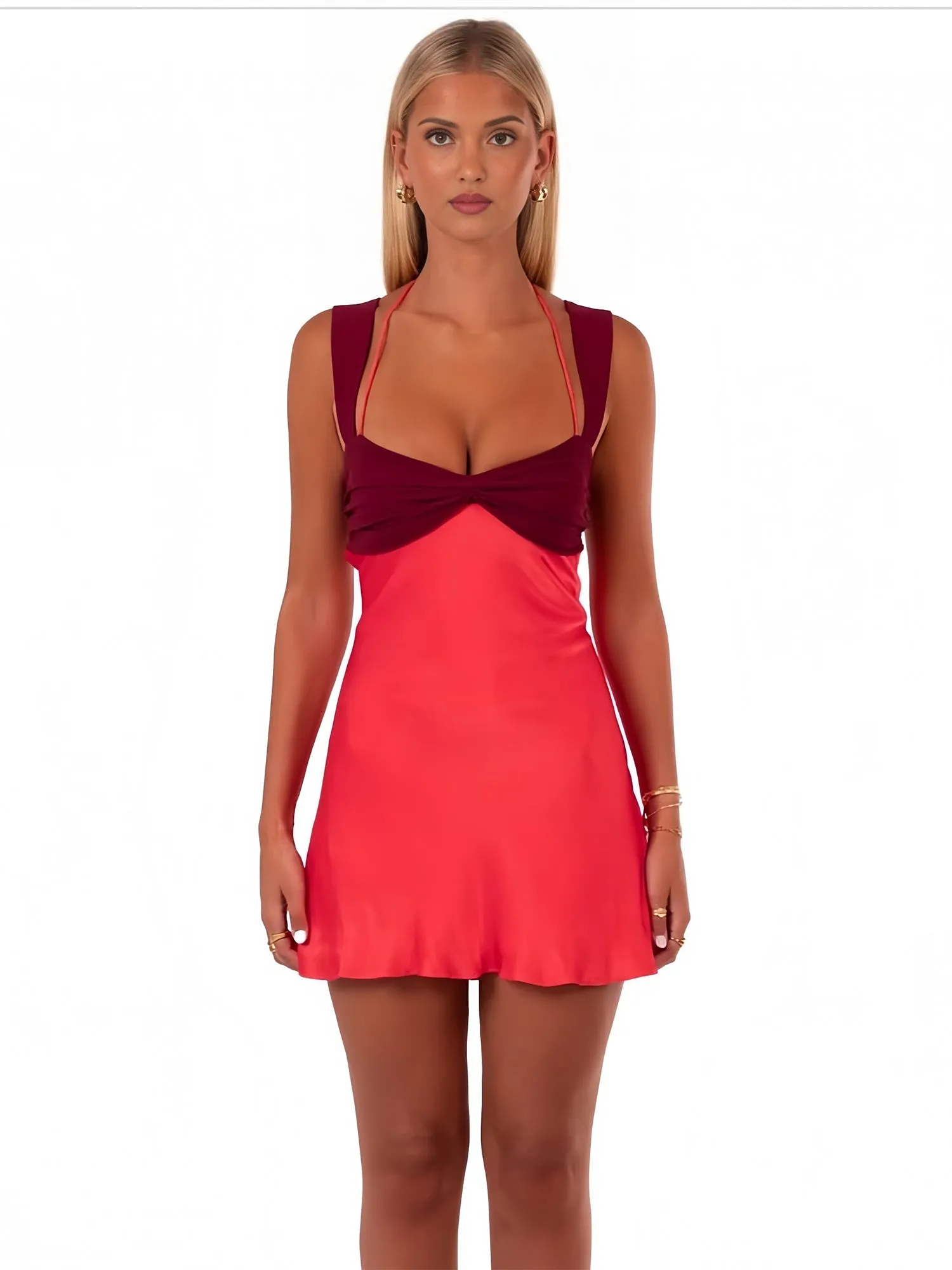 Red - Sweetheart A Line Satin Pleated Short Homecoming Dresses sold by KissProm product image thumbnail 4