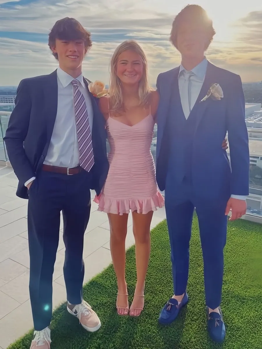 Kani | Pink - Spaghetti Straps Sheath Satin Pleated Homecoming Dress With Ruffles sold by KissProm product image thumbnail 3