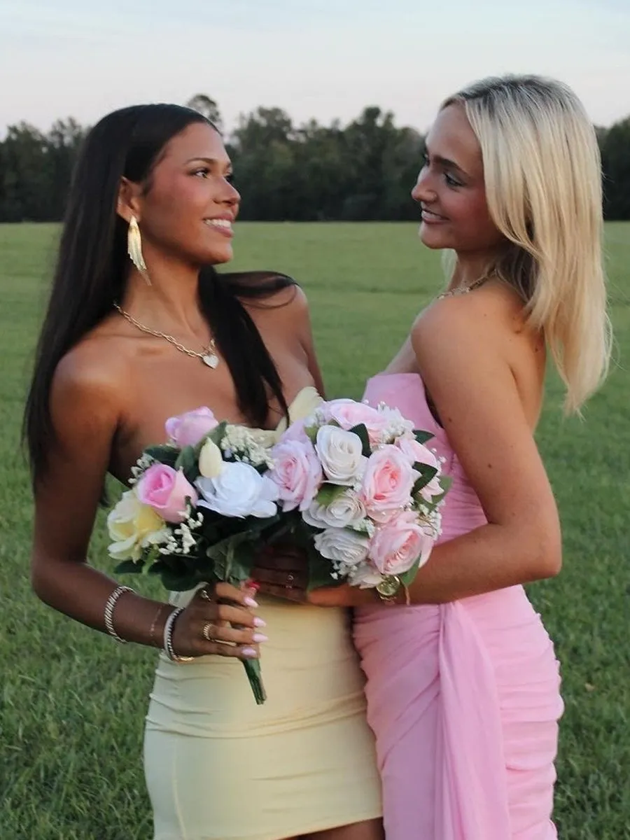 Yellow - Strapless Sheath Short Homecoming Dresses With Keyhole sold by KissProm product image thumbnail 4