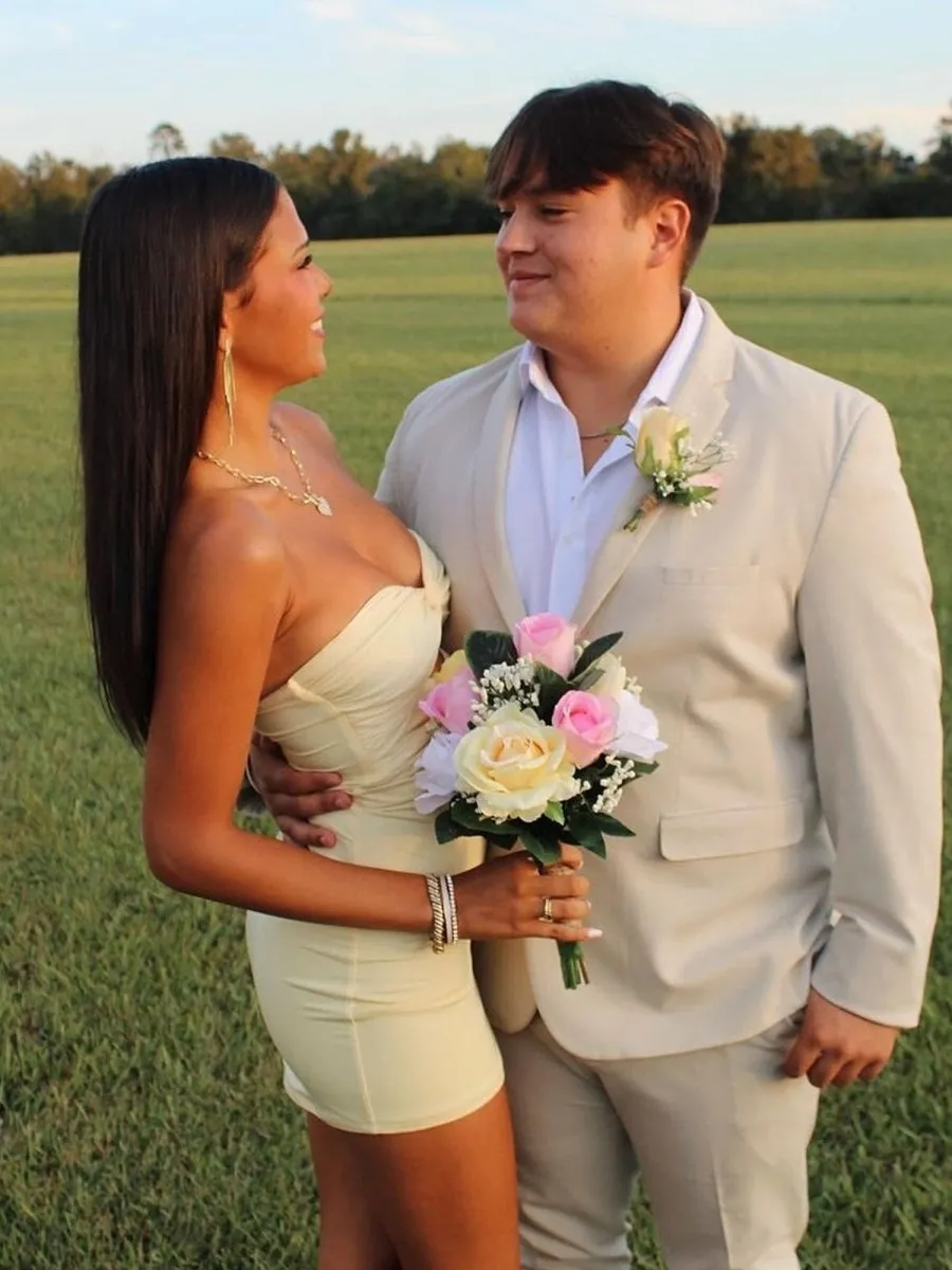 Yellow - Strapless Sheath Short Homecoming Dresses With Keyhole sold by KissProm product image thumbnail 2