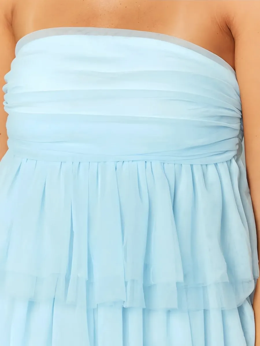 Sky Blue - A Line Strapless Chiffon Homecoming Dresses with Ruffles sold by KissProm product image thumbnail 3