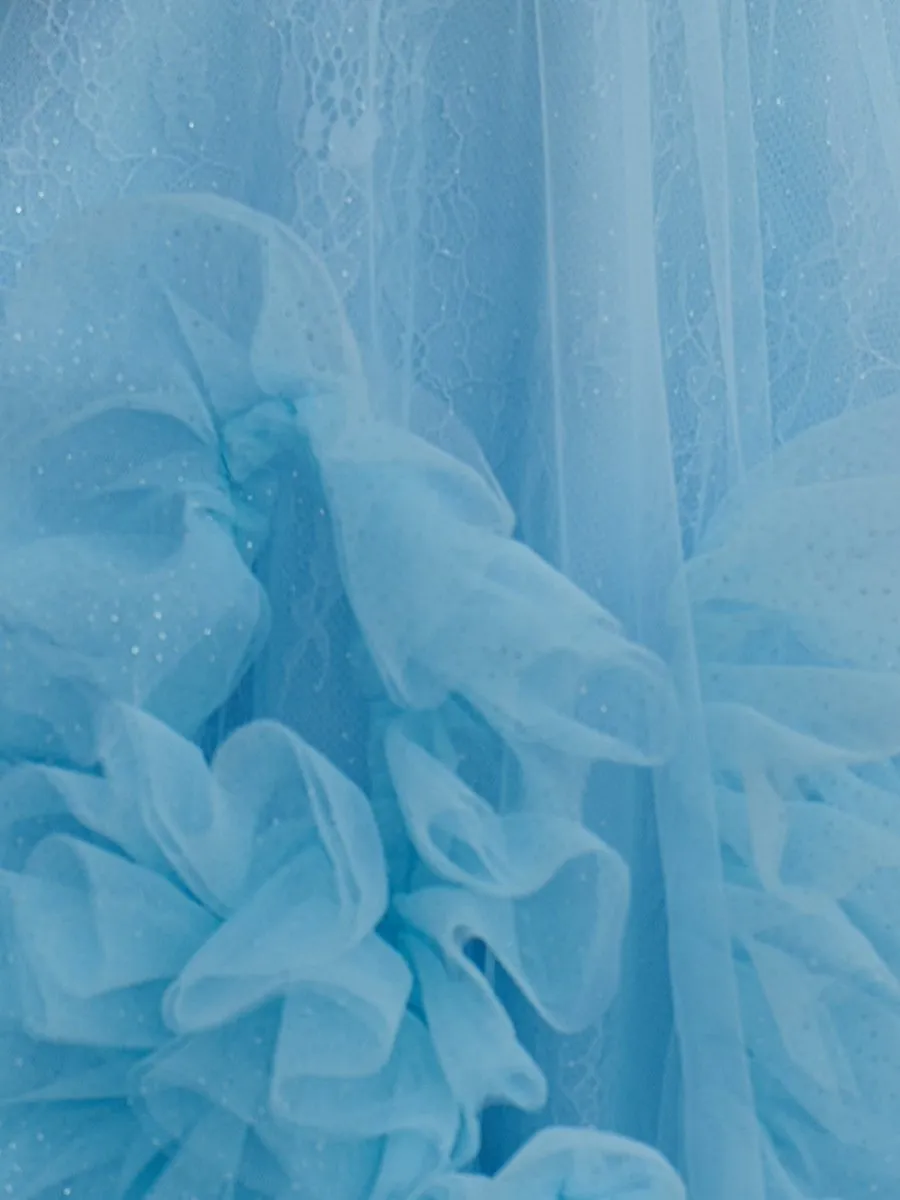 Sova | Blue - A Line Tulle Plunging V Neck Homecoming Dresses with Ruffles sold by KissProm product image thumbnail 3
