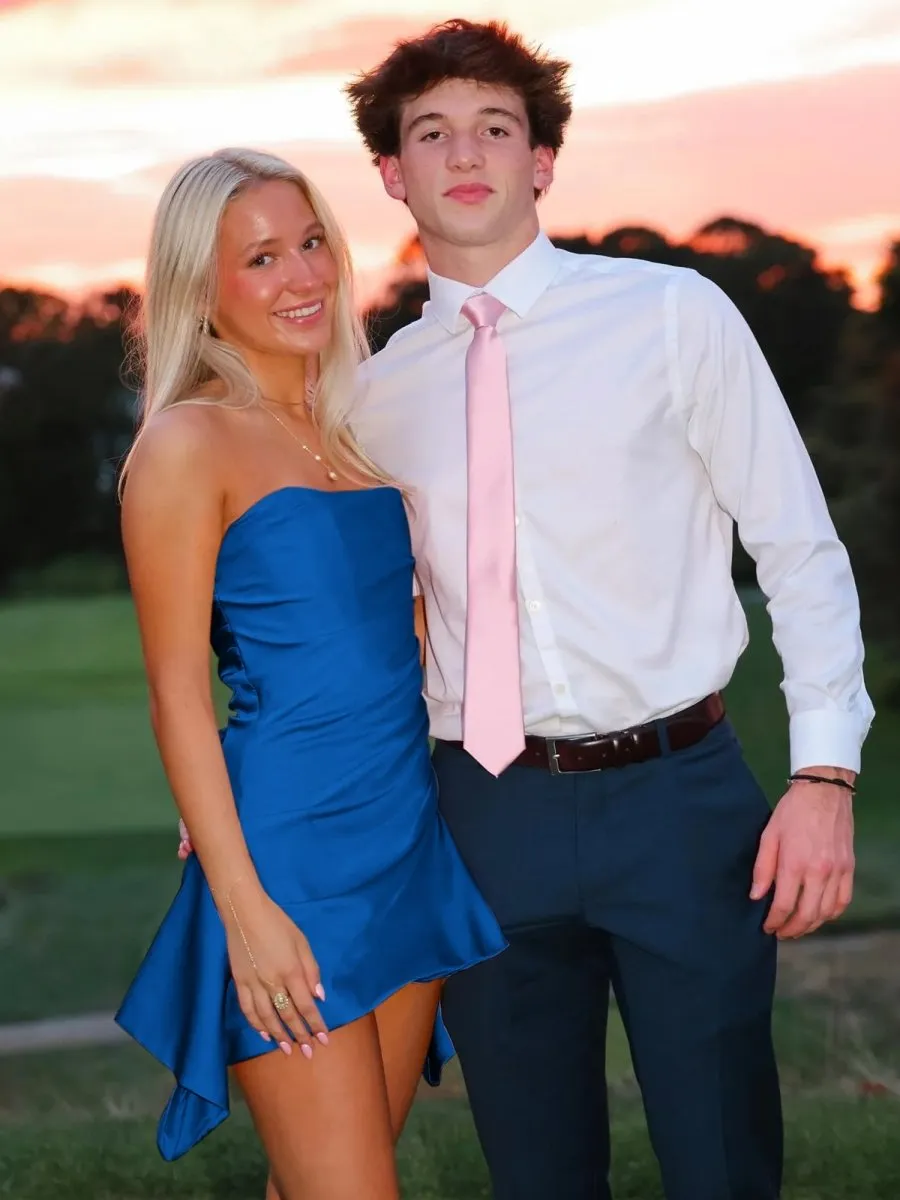 Yavanna | Royal Blue - Strapless Sheath Irregular Hem Satin Short Homecoming & Cocktail Dress sold by KissProm product image thumbnail 2