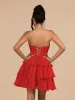 Fenara | Red - Strapless A Line Chiffon Ruffles Homecoming Dresses With Flower sold by KissProm