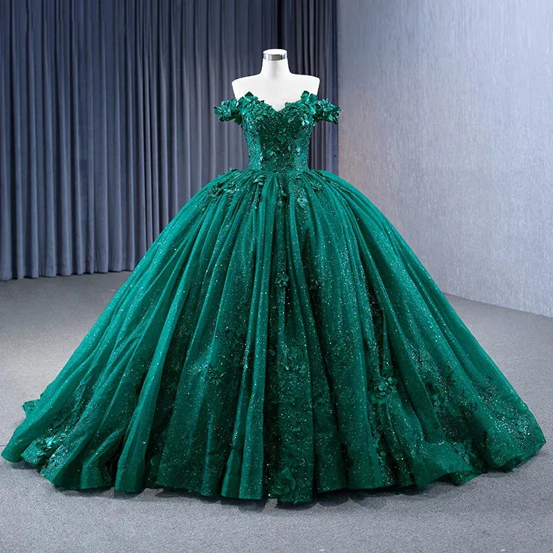 Appliques Dark Green Sweetheart Sleeveless Ball Gown Quinceanera Dress sold by KissProm product image thumbnail 2