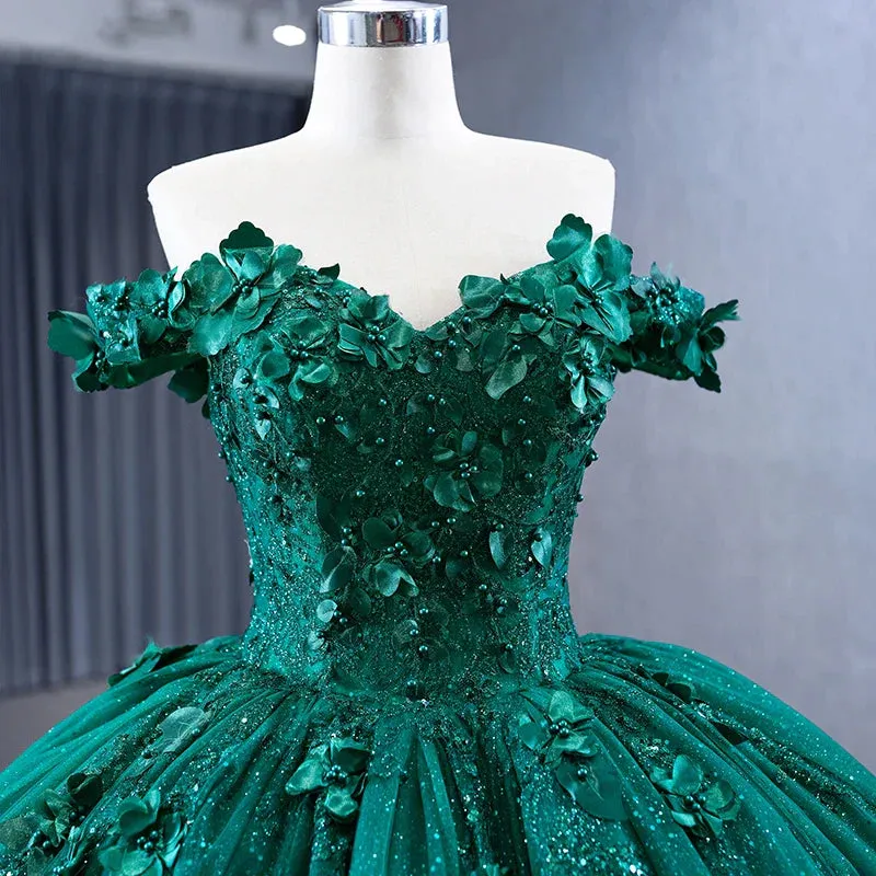 Appliques Dark Green Sweetheart Sleeveless Ball Gown Quinceanera Dress sold by KissProm product image thumbnail 3