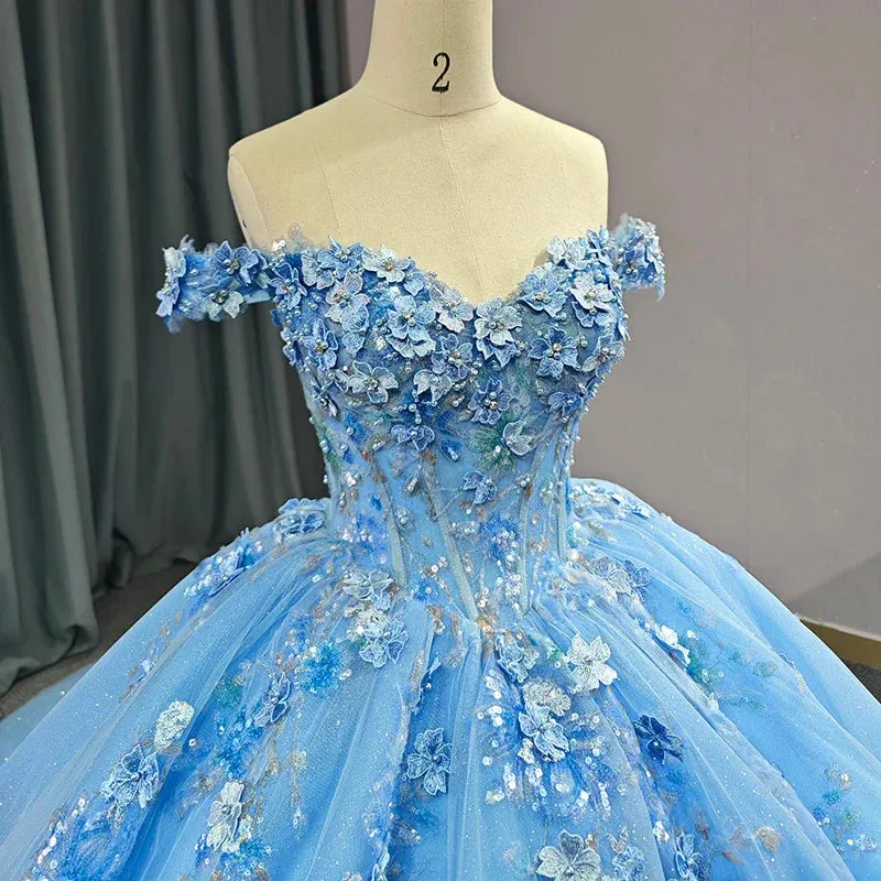 Quinceanera Dress Elegant Sweetheart Off-the-shoulder Appliques Ball Gown sold by KissProm product image thumbnail 4
