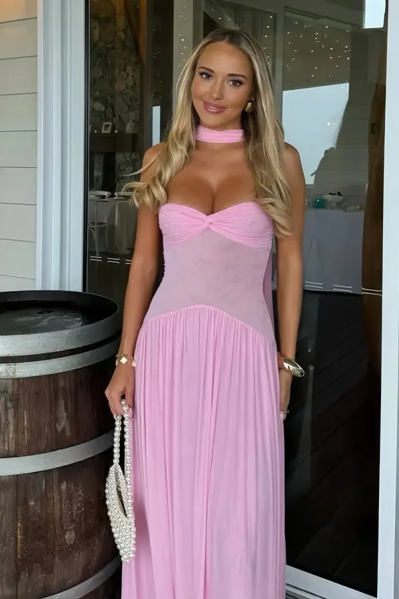 Kiora | Pink - Strapless A Line Chiffon Pleated Long Prom Dresses sold by KissProm product image thumbnail 4