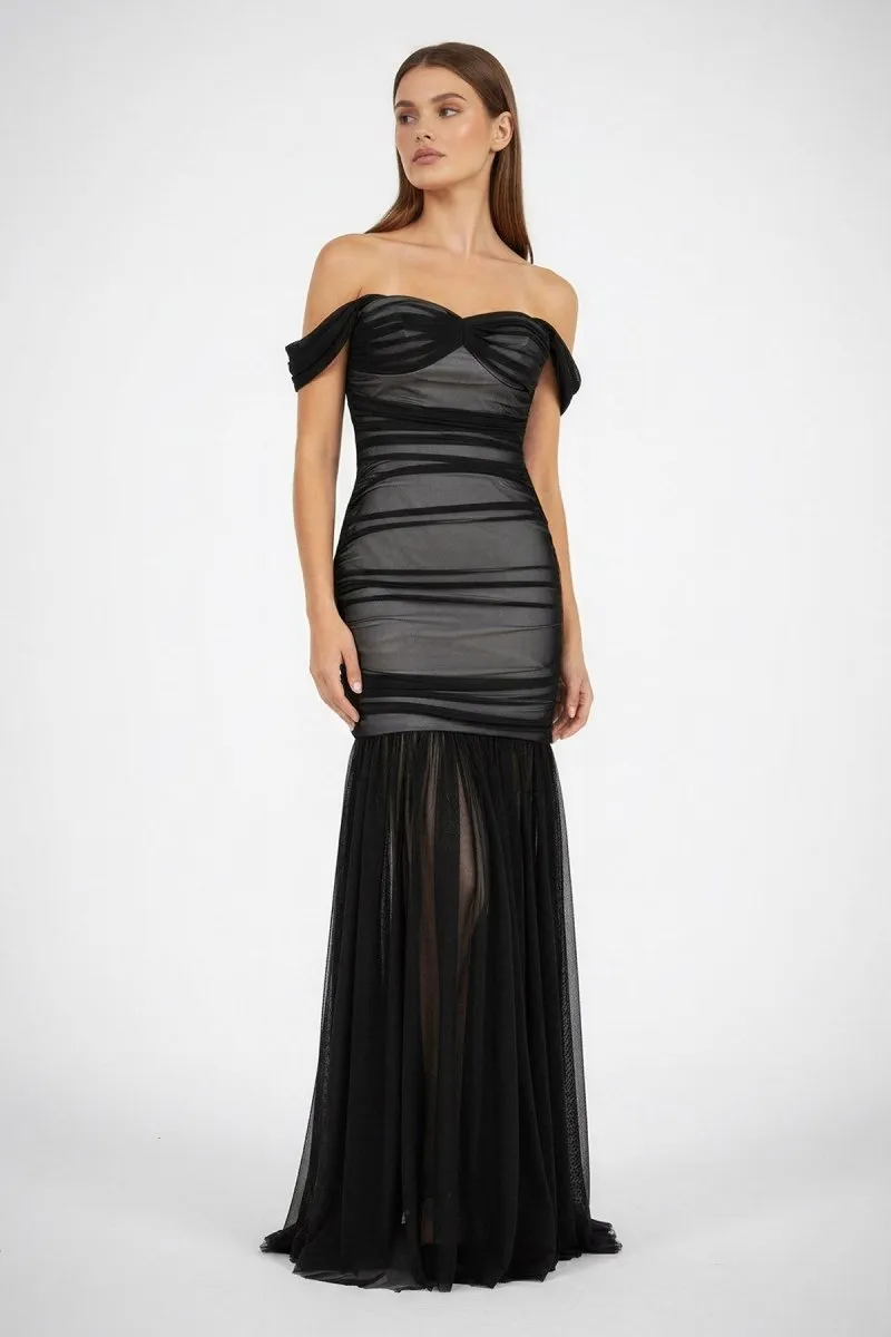 Black Sweetheart Mermaid Tulle Pleated Long Formal Prom Dresses sold by KissProm product image thumbnail 3