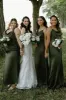 Hunter Green Silk Satin Cowl Neck Bridesmaid Dresses sold by KissProm