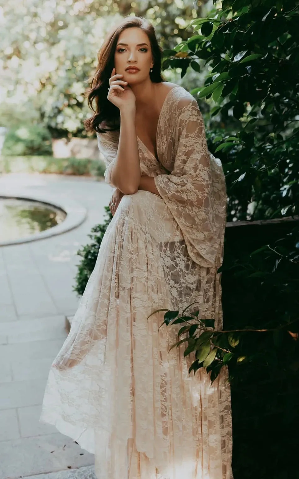 A-Line Plunging Neckline Lace Wedding Dress With Open Back sold by KissProm product image thumbnail 3
