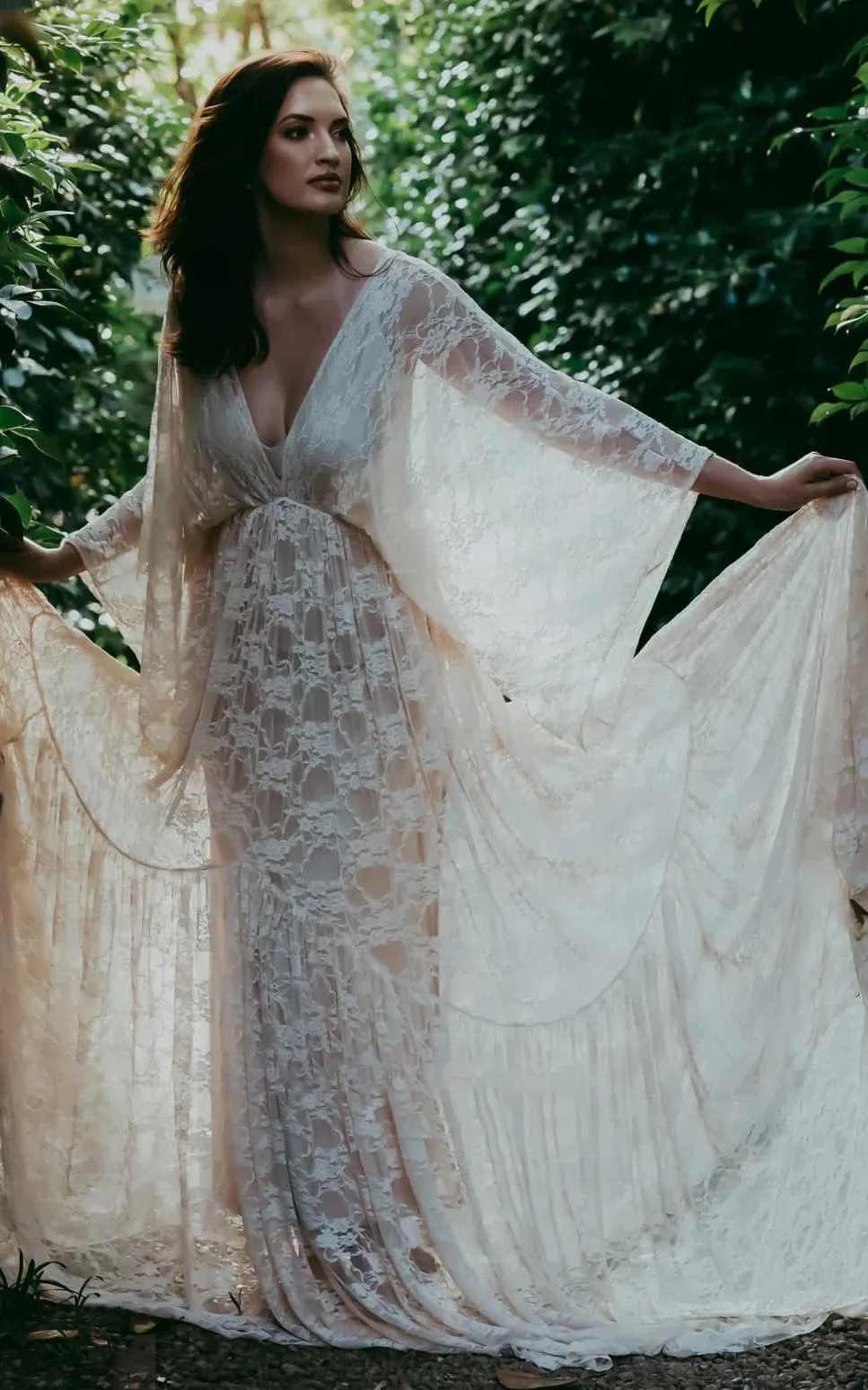 A-Line Plunging Neckline Lace Wedding Dress With Open Back sold by KissProm product image thumbnail 5