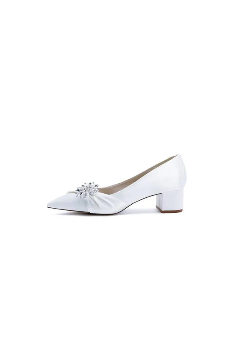 Satin Pointed Toe Slip-on Party Shoes With Crystal sold by KissProm product image thumbnail 4