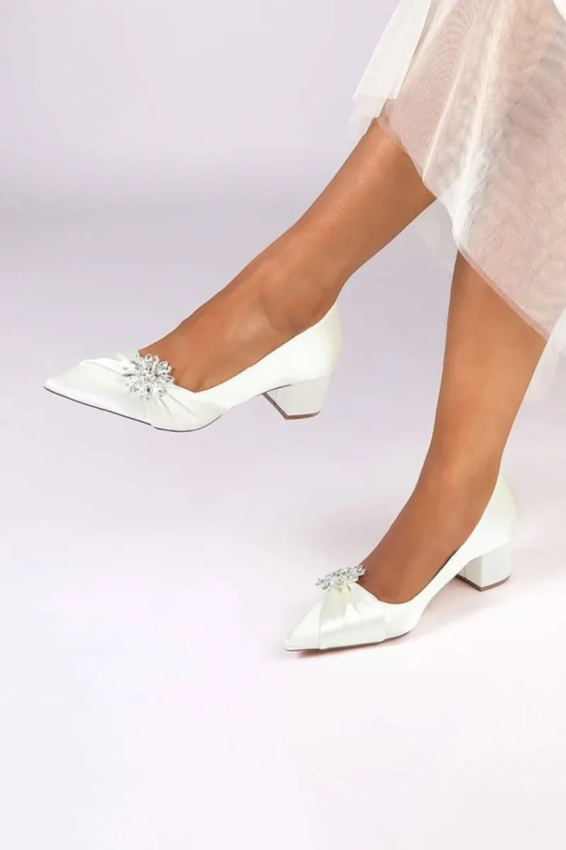 Satin Pointed Toe Slip-on Party Shoes With Crystal sold by KissProm product image thumbnail 2