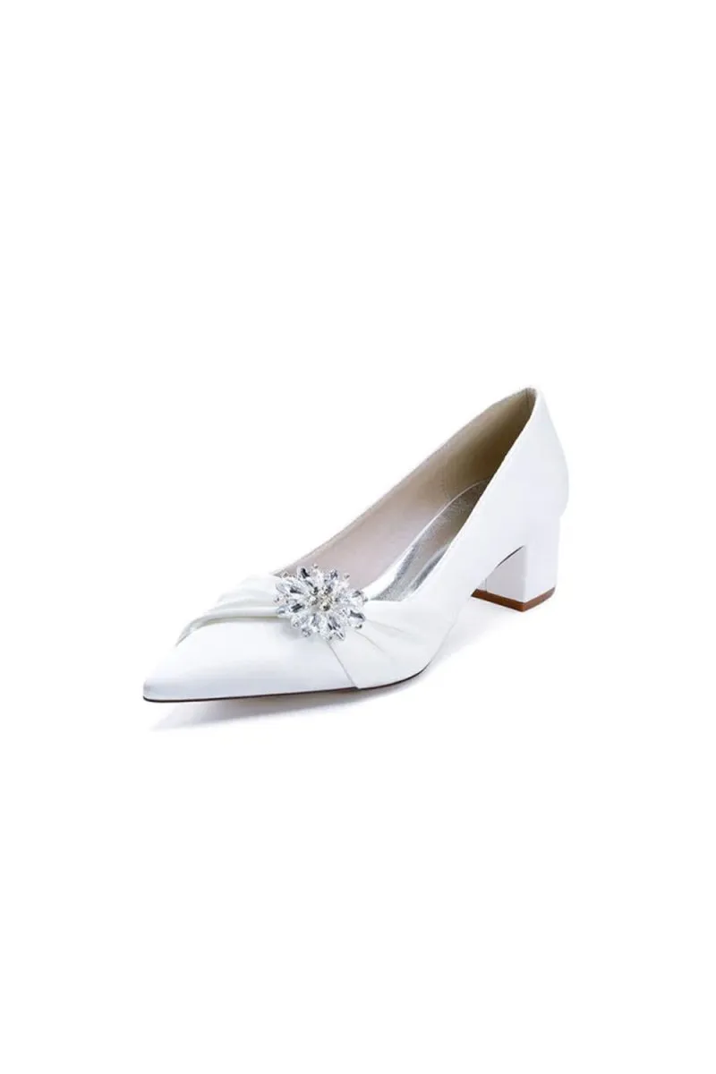 Satin Pointed Toe Slip-on Party Shoes With Crystal sold by KissProm product image thumbnail 3