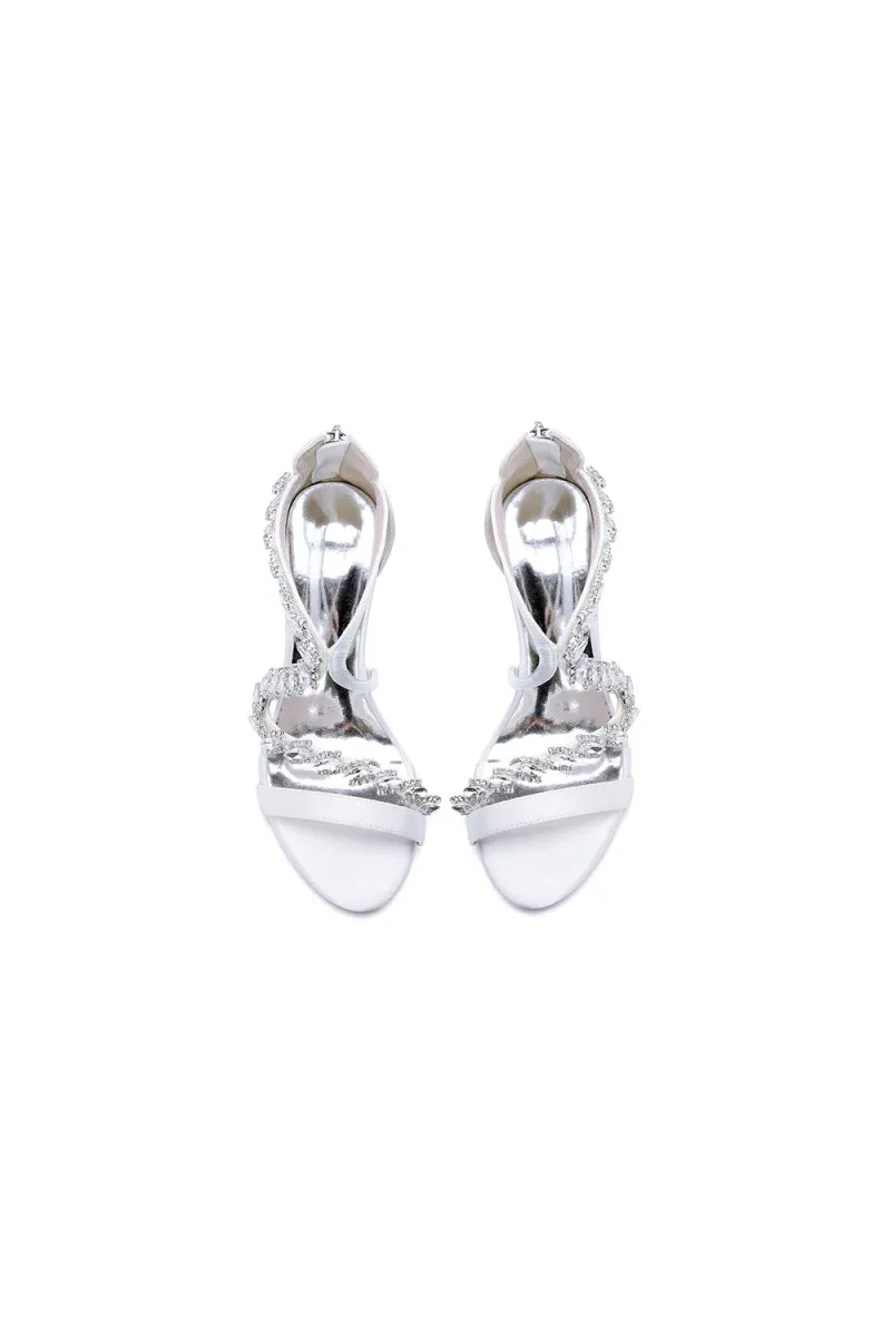 Open Toe Satin Block Heels With Crystal Straps sold by KissProm product image thumbnail 4