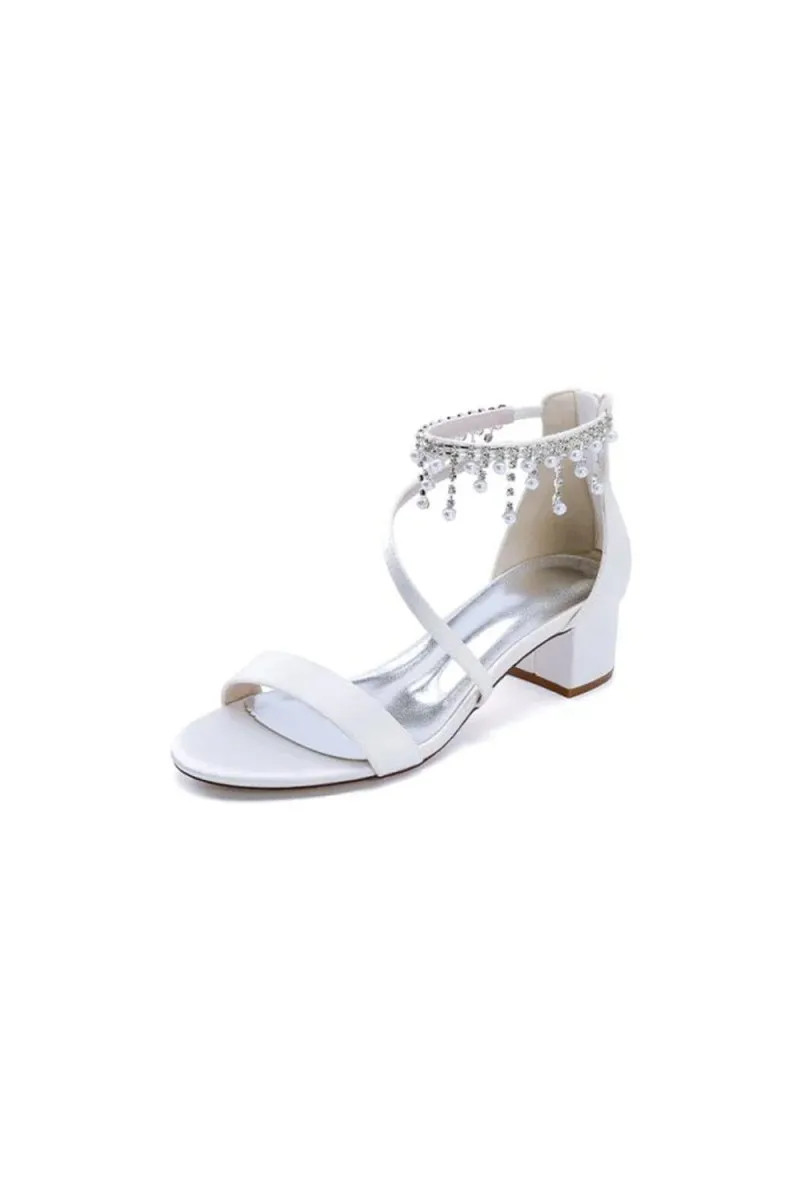 Strappy Heeled Sandals with Pearl and Crystal Embellishments sold by KissProm